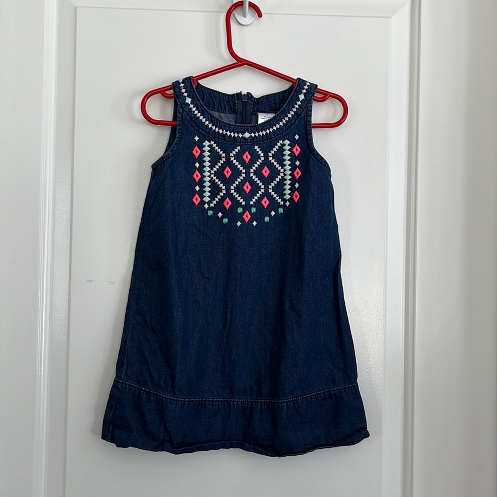 Gymboree denim embroidered dress size 4